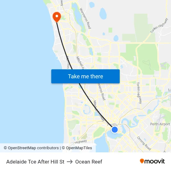 Adelaide Tce After Hill St to Ocean Reef map