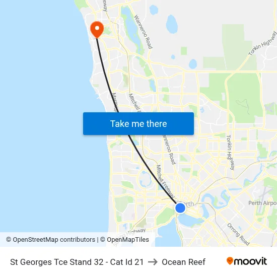 St Georges Tce Stand 32 - Cat Id 21 to Ocean Reef map