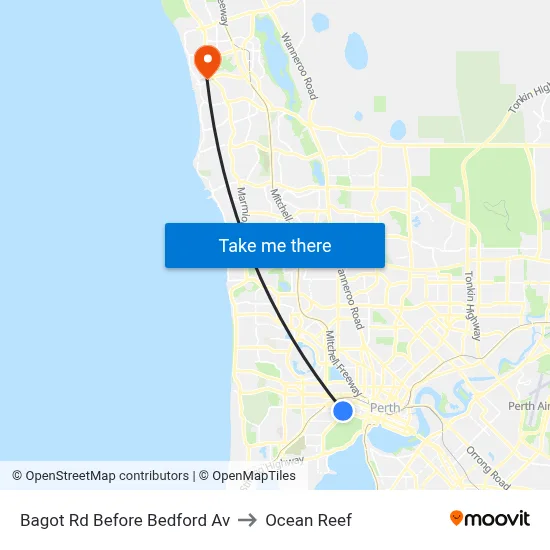 Bagot Rd Before Bedford Av to Ocean Reef map