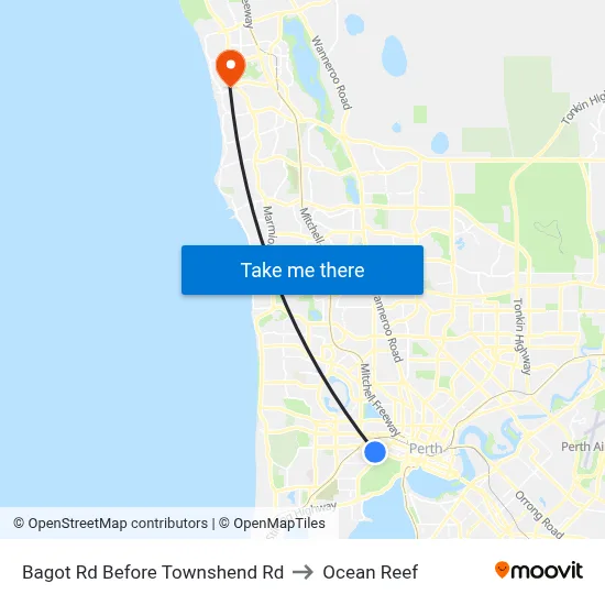Bagot Rd Before Townshend Rd to Ocean Reef map