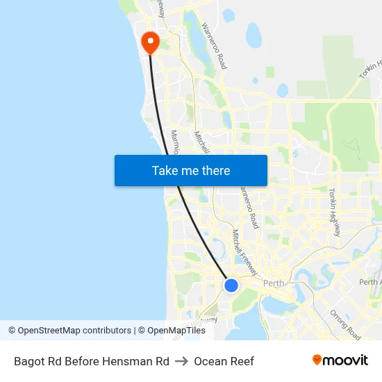 Bagot Rd Before Hensman Rd to Ocean Reef map