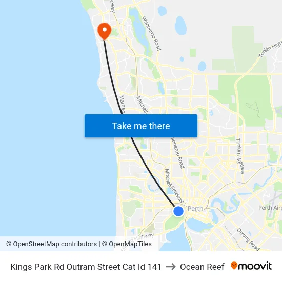 Kings Park Rd Outram Street Cat Id 141 to Ocean Reef map