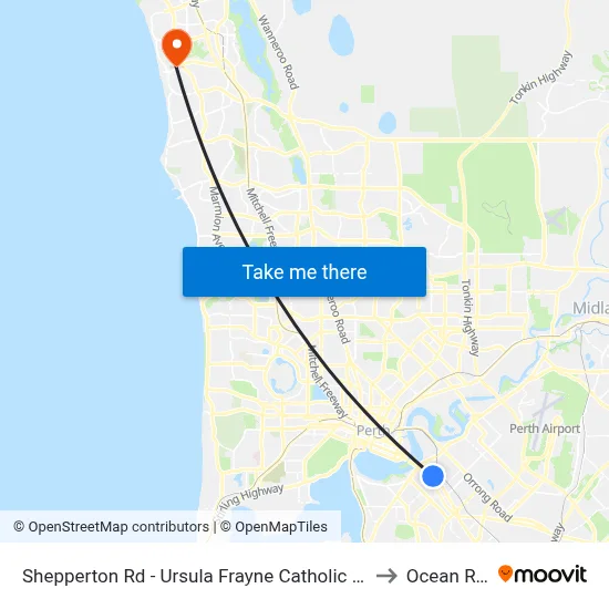 Shepperton Rd - Ursula Frayne Catholic Coll Sen to Ocean Reef map