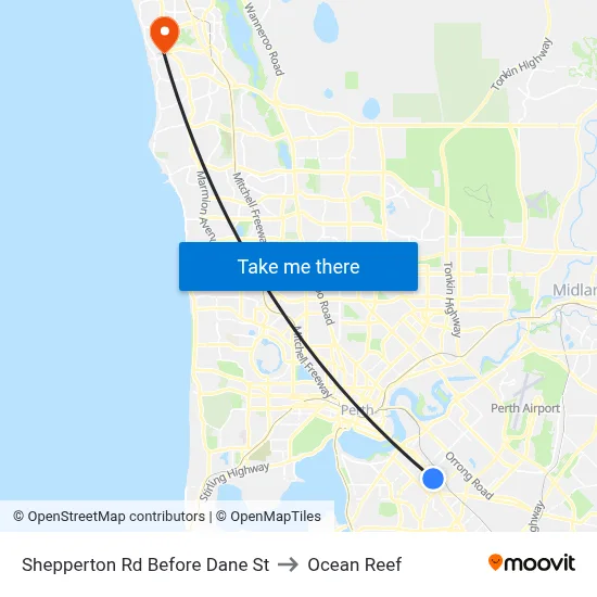 Shepperton Rd Before Dane St to Ocean Reef map