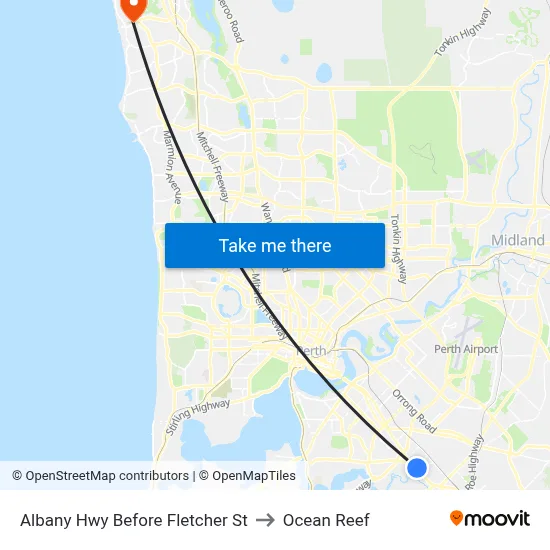 Albany Hwy Before Fletcher St to Ocean Reef map