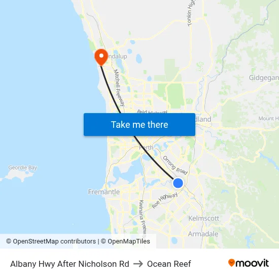 Albany Hwy After Nicholson Rd to Ocean Reef map