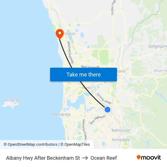 Albany Hwy After Beckenham St to Ocean Reef map