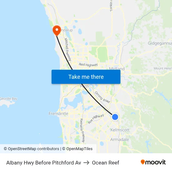 Albany Hwy Before Pitchford Av to Ocean Reef map