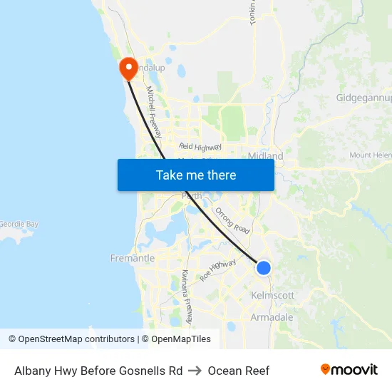 Albany Hwy Before Gosnells Rd to Ocean Reef map