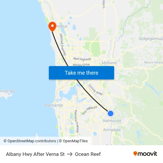 Albany Hwy After Verna St to Ocean Reef map