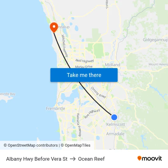 Albany Hwy Before Vera St to Ocean Reef map