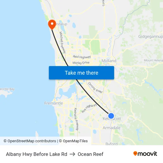 Albany Hwy Before Lake Rd to Ocean Reef map
