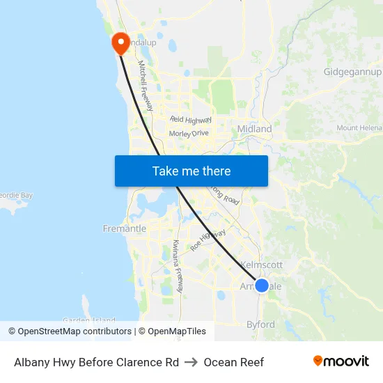 Albany Hwy Before Clarence Rd to Ocean Reef map