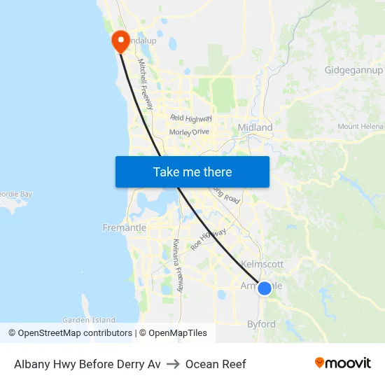 Albany Hwy Before Derry Av to Ocean Reef map