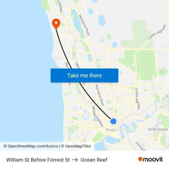 William St Before Forrest St to Ocean Reef map
