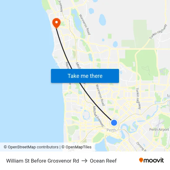 William St Before Grosvenor Rd to Ocean Reef map
