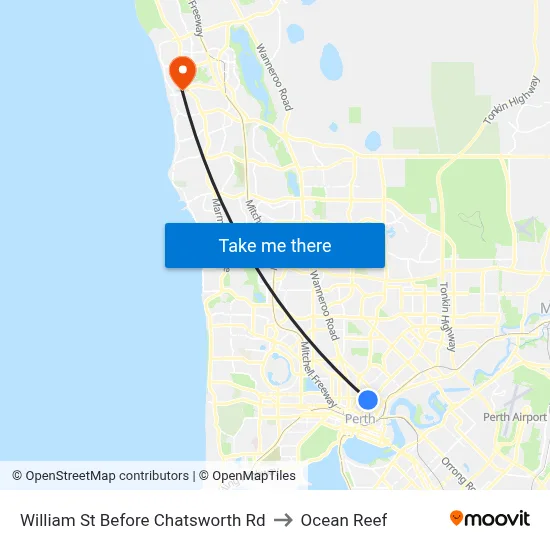 William St Before Chatsworth Rd to Ocean Reef map