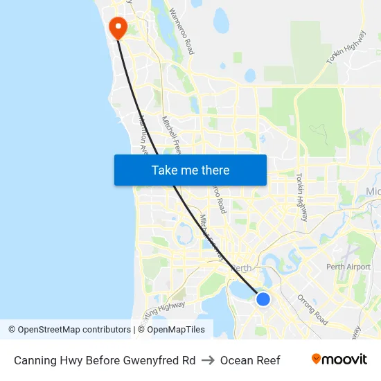Canning Hwy Before Gwenyfred Rd to Ocean Reef map