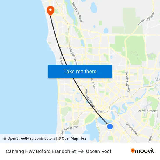 Canning Hwy Before Brandon St to Ocean Reef map
