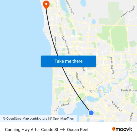 Canning Hwy After Coode St to Ocean Reef map