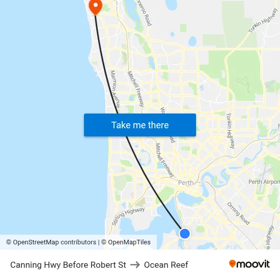 Canning Hwy Before Robert St to Ocean Reef map