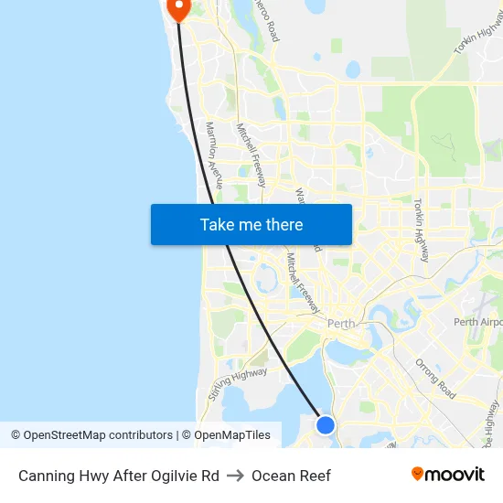 Canning Hwy After Ogilvie Rd to Ocean Reef map