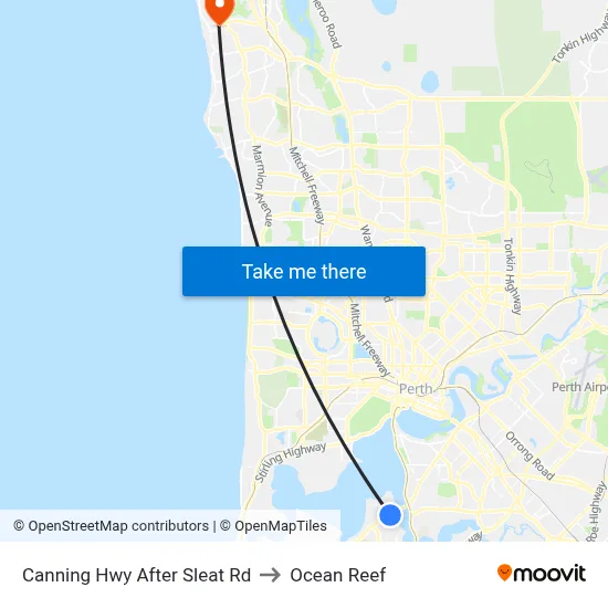 Canning Hwy After Sleat Rd to Ocean Reef map