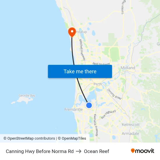 Canning Hwy Before Norma Rd to Ocean Reef map