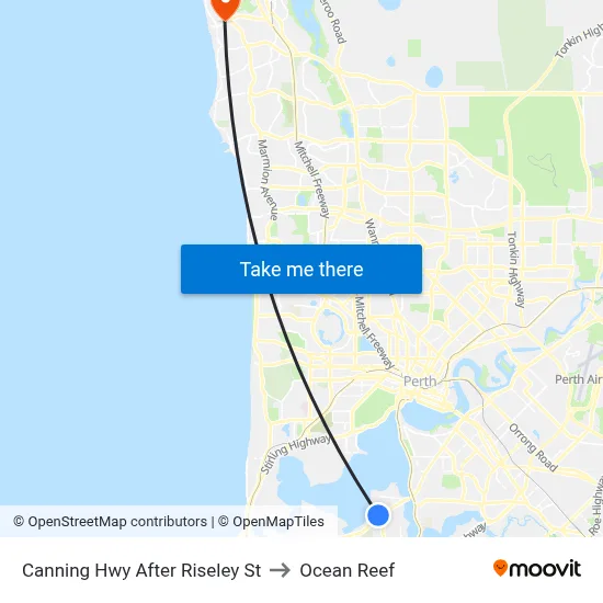 Canning Hwy After Riseley St to Ocean Reef map