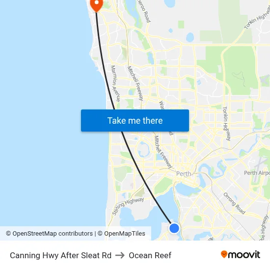 Canning Hwy After Sleat Rd to Ocean Reef map