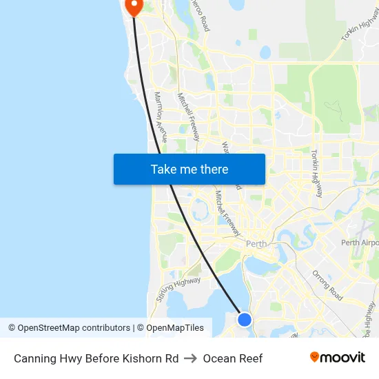 Canning Hwy Before Kishorn Rd to Ocean Reef map
