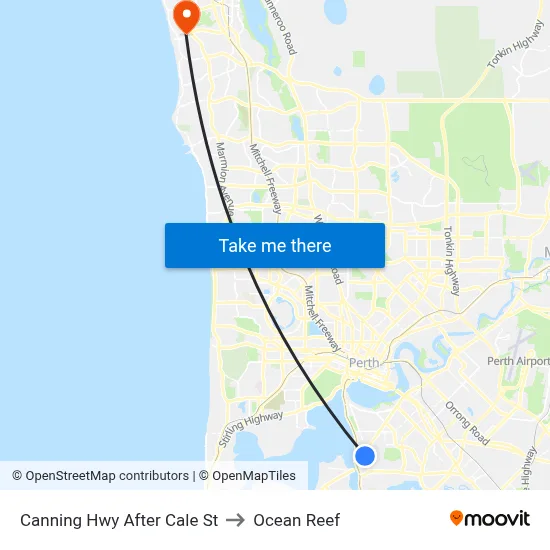 Canning Hwy After Cale St to Ocean Reef map