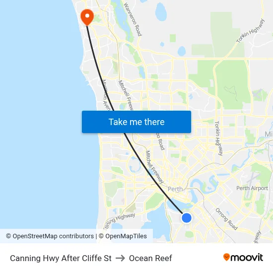 Canning Hwy After Cliffe St to Ocean Reef map