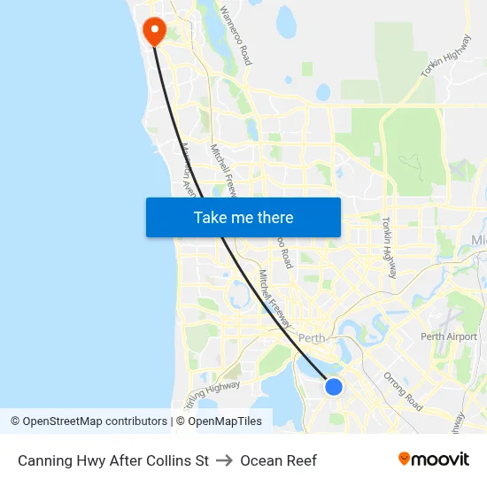 Canning Hwy After Collins St to Ocean Reef map