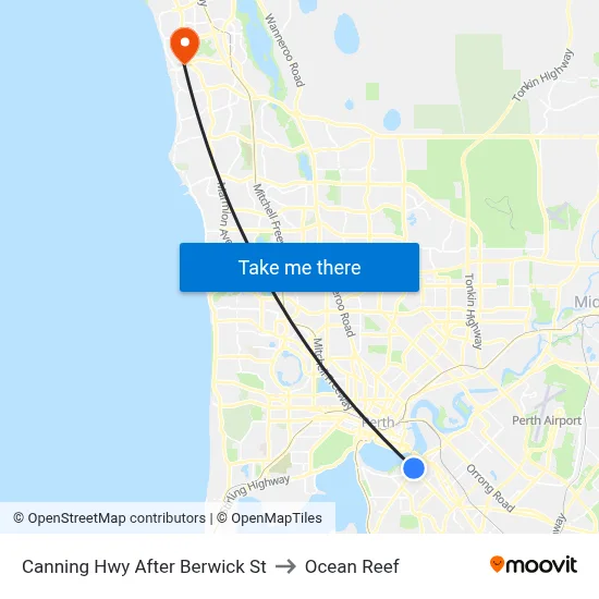 Canning Hwy After Berwick St to Ocean Reef map