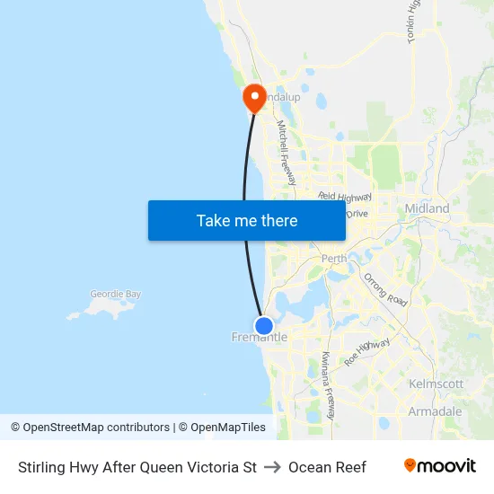 Stirling Hwy After Queen Victoria St to Ocean Reef map