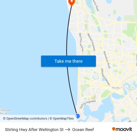 Stirling Hwy After Wellington St to Ocean Reef map