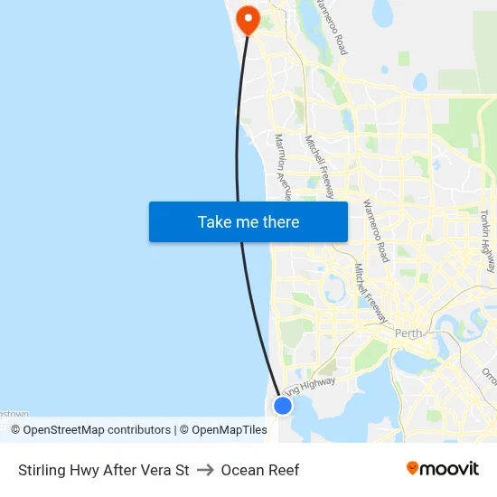 Stirling Hwy After Vera St to Ocean Reef map