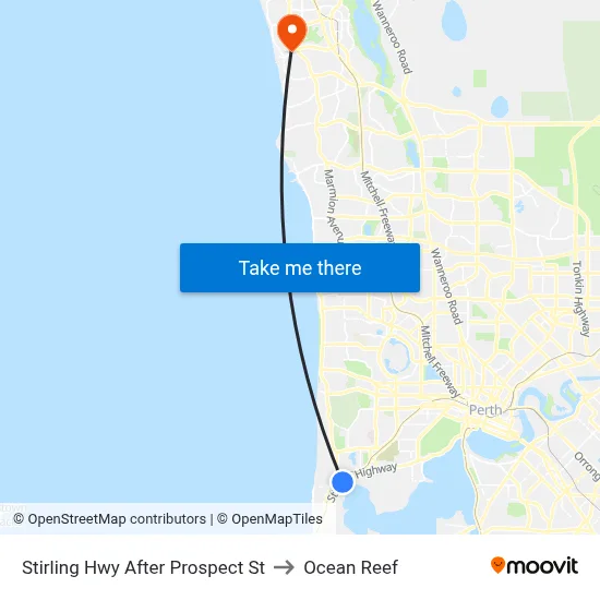 Stirling Hwy After Prospect St to Ocean Reef map