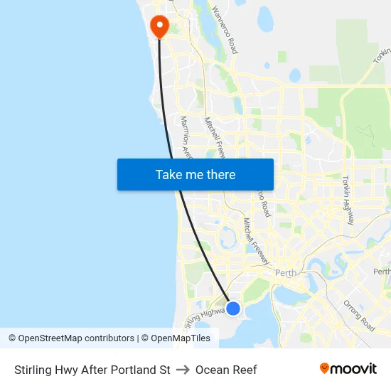 Stirling Hwy After Portland St to Ocean Reef map
