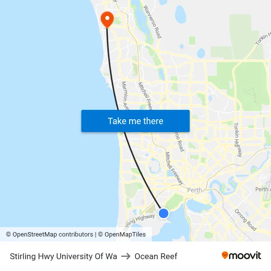 Stirling Hwy University Of Wa to Ocean Reef map