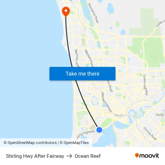 Stirling Hwy After Fairway to Ocean Reef map