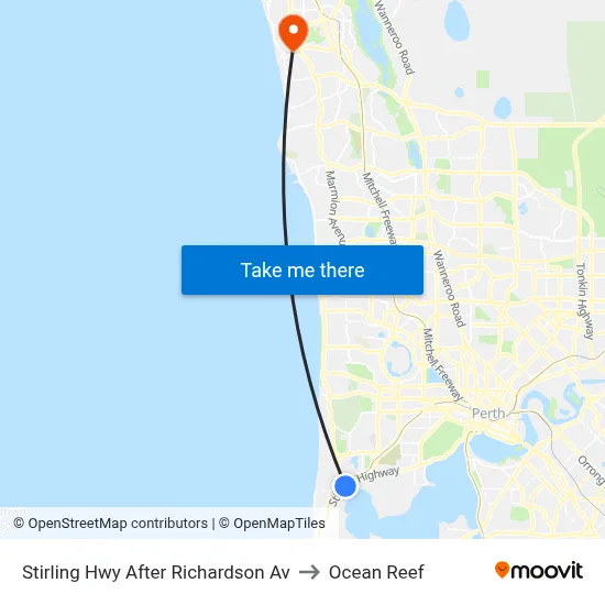 Stirling Hwy After Richardson Av to Ocean Reef map