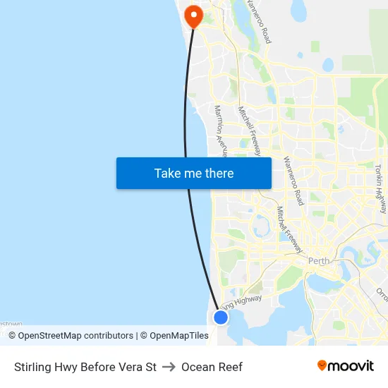 Stirling Hwy Before Vera St to Ocean Reef map