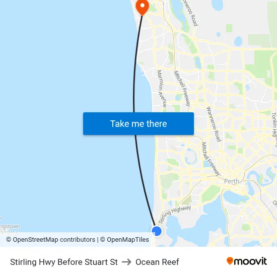 Stirling Hwy Before Stuart St to Ocean Reef map