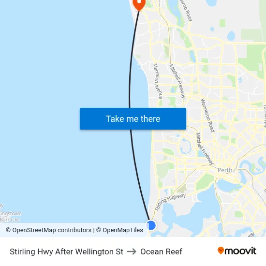 Stirling Hwy After Wellington St to Ocean Reef map