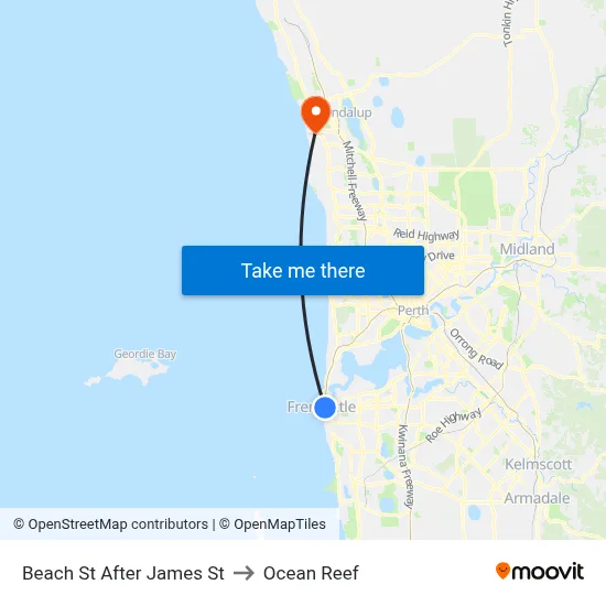 Beach St After James St to Ocean Reef map