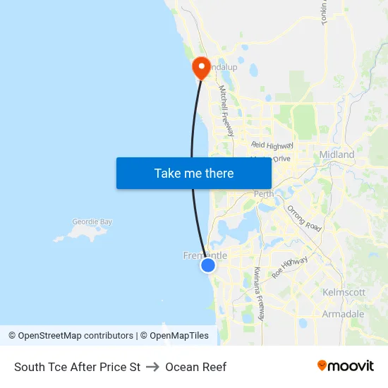 South Tce After Price St to Ocean Reef map