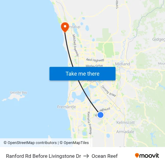 Ranford Rd Before Livingstone Dr to Ocean Reef map
