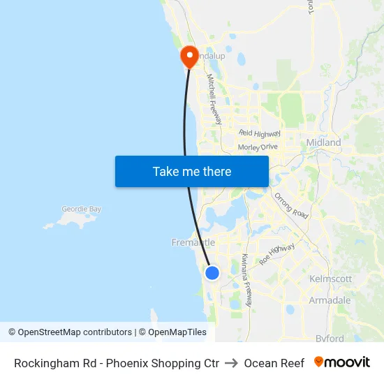 Rockingham Rd - Phoenix Shopping Ctr to Ocean Reef map